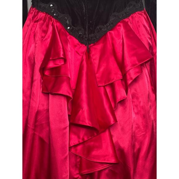 Vintage Jessica McClintock Evening Dress Size 8 Long Sleeve Black Velvet Bodice - Picture 9 of 10